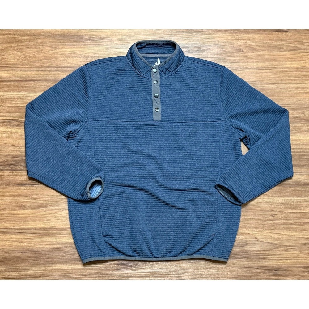Johnnie-O Halpert Quarter Snap Button Ribbed Pullover Jacket Blue Mens Sz L